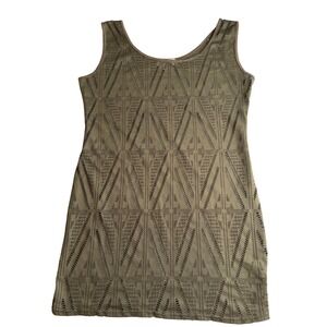 TEMT Tank Top or Dress Olive Green  Open Knit Mesh Boho Goblincore Y2K Womens L